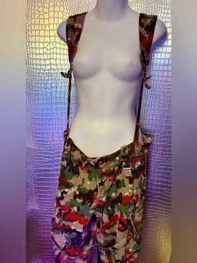 Vintage Camouflage Overalls with Adjustable Straps